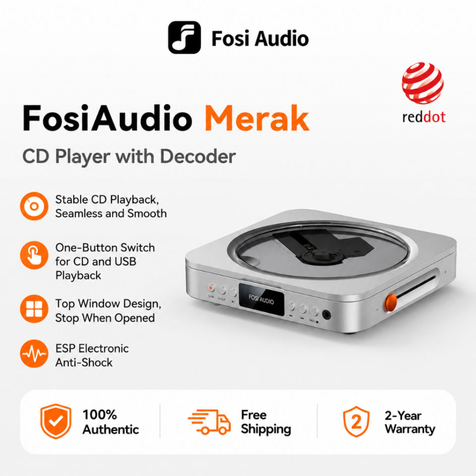 Fosi Audio Merak CD Player Pure Digital Turntable Professional Hifi Chip Support Usb Playback Headphone Optical
