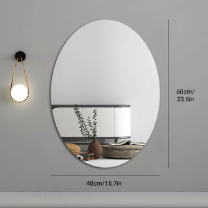 【60*40cm】1-3 Days delivery Large Acrylic Oval & Square Mirror Makeup Mirror Self-adhesion Dressing Counter bathroom mirror sticker wall Mirror