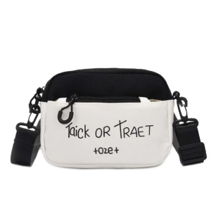[BISA COD] TASNOVAIKU - Tas Slingbag Wanita Mini TRICK OR TREAT / Slingbag Kanvas Wanita Termurah / Tas Selempang Dompet & HP