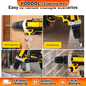 【Vodool】 21V Cordless Drill 3/8 นิ้วการเจาะเพาเวอร์ชัค 25+1 เครื่องมือไฟฟ้าคลัทช์ Max Torque 25+1 nm 1350RMP ความเร็ว 2 ตัวแปร
