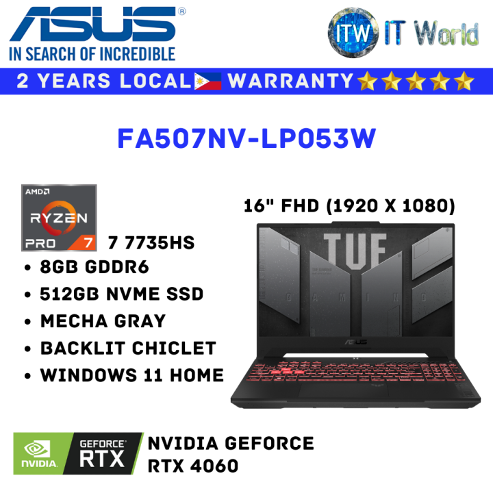 Itw | Asus Laptop TUF Gaming A15 | 7 7735HS | GDDR6 16GB | 512GB SSD ...