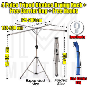 Tripod Clothes Drying Rack – 2M Foldable and Easy Storage Laundry Rack Collapsible Multi-functional and Space Saving Three-Legged Clothes Stand with for Drying Towels Sheets Household and Quilts |Laundry Rack| Clothe Drying Rack| Drying Rack