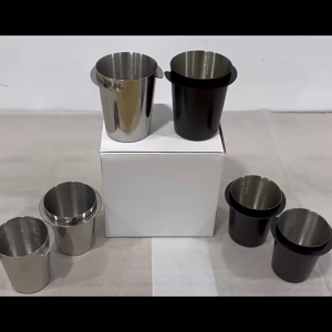 Brushed Silver Dosing Cup For Espressos Machines 304 Stainless Steel Nonstick Interior 58mm Portafilter Compatible