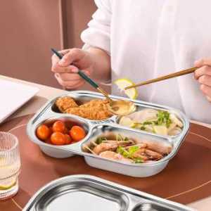 Wadah Makan Sekat Stainless 4 Grid W005 Nampan Rasa