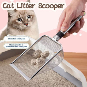 Cat Litter Shovel Small Holes Stainless Steel Sand Substrate Shovel Clean Up Feces Fine Mesh Sifter Litter Cleaning
