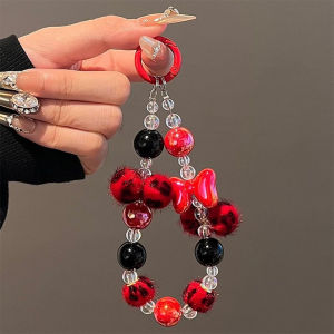 INS New Luxury Crystal Pendant Beaded Bracelet Hanging Chain Phone Case Rope Casing Phone Lanyard Wrist Strap Keychain Charm Chain Hanging Cord Anti-lost Handmade Polymer Clay Ceramic Bracelet for Women Girl y2k bracelets