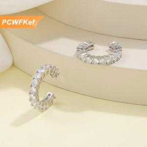 【PCWFKef】 2pcs đầy đủ Rhinestone Zircon Tai Cuff tai clip cho phụ nữ không có xỏ C hình dạng Earcuff tai bọc Earcuff Clip đồ trang sức quà tặng
