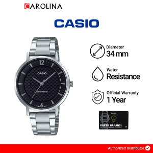 Jam Tangan Wanita Casio LTP-VT04D-1A Analog Black Dial Silver Stainless Steel Band