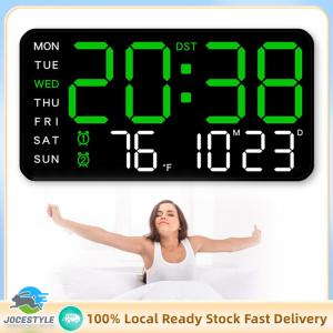 Jocestyle Digital Alarm Clock Electronic Wall Clock Large Number Display Bedside Alarm Clock Temperature/Date Display Desk Alarm Clock Multifunctional for Home Office