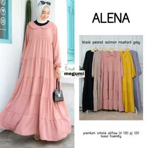 Baju Pesta Midi Dress Alena Bahan Crinckle Aiflow Fashion Muslimah | GOODSAJI HIJABSTUFF