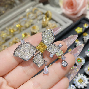 Fortune Attracting Golden Yellow Diamond Ring for Women Luxurious Style Colorful Wealthy Woman Open Ring
