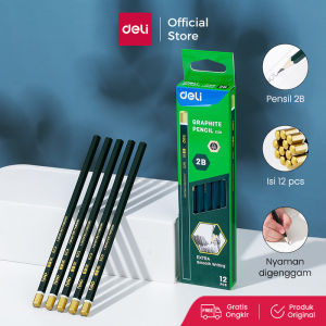 Deli Graphite Pencil / Pensil Kayu 2B Isi 12 Nyaman Digenggam EC29