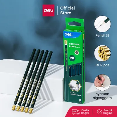 Deli Graphite Pencil / Pensil Kayu 2B Isi 12 Nyaman Digenggam EC29