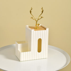Tissue storage box for living room bedroom desktop elk tissue remote control European style light luxury organizer