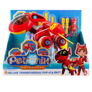 Petronix Deluxe Max Mode Transforming Pup-E & Matt Action Figure and Hero Play Collectible Toys Ages 3+