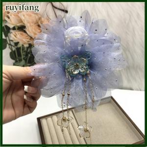 ruyifang Fashion Mesh Butterfly Flower Tassel Grasping Clip For Women Ponytail Barrettes Headwear Hair Accessories