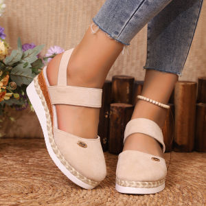 [Free Shipping] In Stock: 2026 Summer New Collection Plus-Size Platform Wedge Sandals With Wide Straps And A Closed-Toe Design For Women