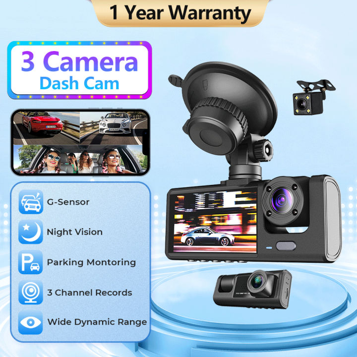 2023 NEW Driving recorder with internal camera 3 lens triple recording ...