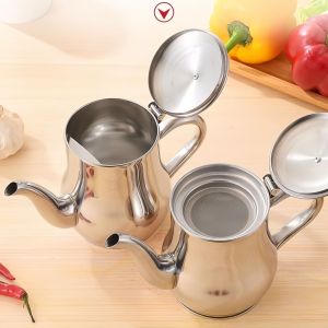 Oil Kettle with Strainer Stainless Steel Oil Container Kitchen Oil Filter Pot Household Oil Filter