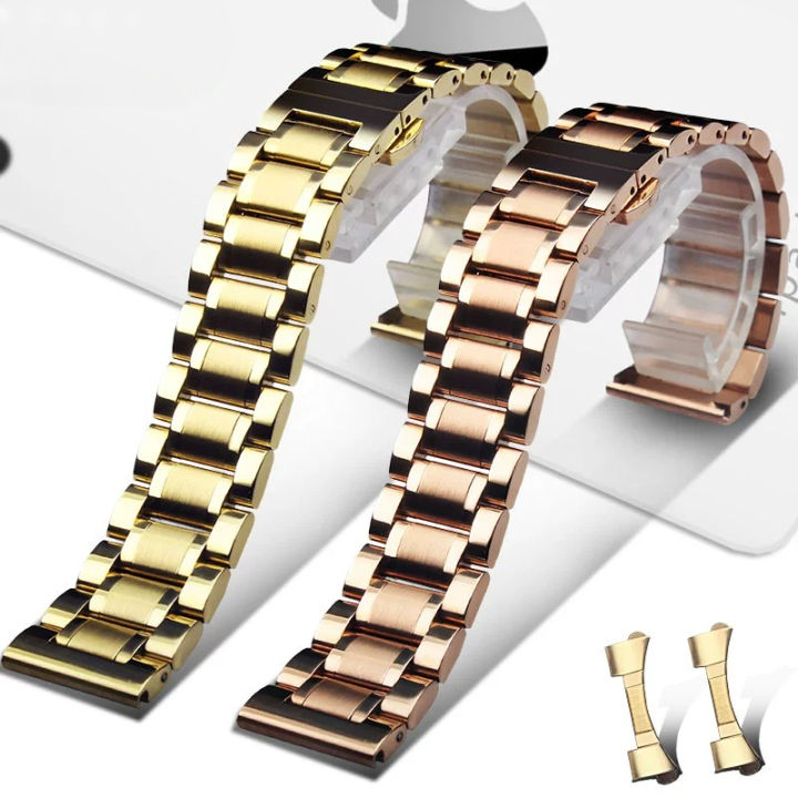 Color Changing Roses Experiment Curved Solid Stainless Steel Strap Men Women Universal Metal Chain 18 ...