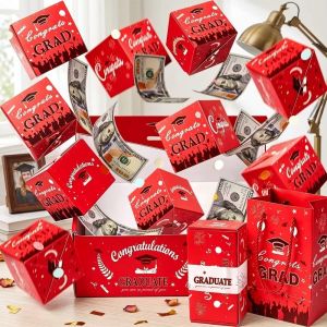 METALIX Pulling Design Graduation Explosion Box Small Boxes Graduation Theme Cash Gift Box Wrapping Card Surprise Money Box Graduation Party Decoration