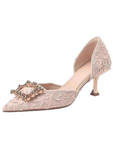 French Temperament Versatile High Heels Womens Spring and Autumn Rhinestones Pointed Toe Stiletto Bridesmaid Shoes Daily Wear Without Tired Single Shoes