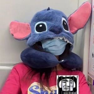 Kawaii Lilo & Stitch U-shaped Pillow Cartoon Stitch Plush Neck Guard Travel Hat Lunch Break Pillow Cute Airplane Hat Girl and Boy Gifts