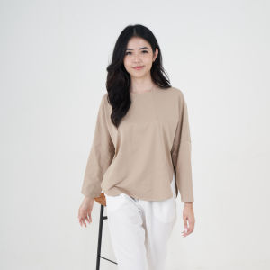 QUEENTIN Kaos Wanita Oversize 0571 Combed Spandex Polos Lengan Panjang