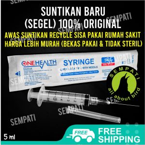 SEMPATI Suntikan Spuit Spet One Med 5 Ml Untuk Injeksi Vitamin Obat Ke Tubuh Burung Lovebird Kenari Murai Kacer Anis Cucak Dll (Isi 1 Pcs) CPKBMB2