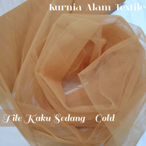 Kain Tulle Tille Kaku Sedang Bahan Bungkus Souvenir Warna Gold per 50cm x 125cm