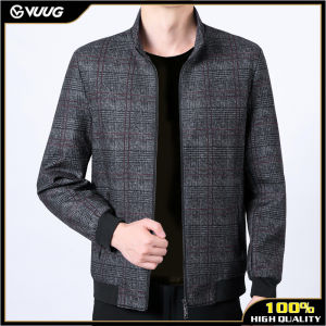 VUUG Áo Khoác Kẻ Sọc Mới Áo Khoác Công Sở Trung Niên Áo Khoác Cổ Đứng Áo Khoác Nam Bùng Nổ