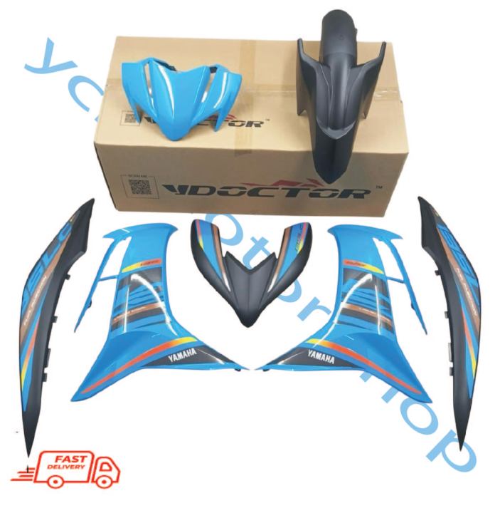 YAMAHA LC135 FI LC 135 FI 135LC FI V8 DOCTOR NEW DESIGN BODY COVER SET COVERSET STICKER TANAM STD BSA BIRU AQUA BLUE