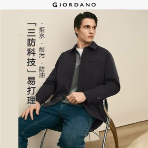 Giordano Men G+ embroidery turndown collar jacket Free Shipping 01076670