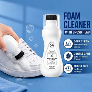 Sneaker Cleaner Foam Shoe Cleaning Deodorizer Whitening Quick Dry No Rinse Brush Head Travel