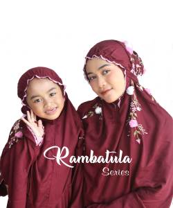 Malaikamoza Mukena Couple Ibu dan Anak Mukena Terusan Bordir Bahan Adem Mukena Lajuran Dewasa Mukena Anak Terbaru Rambatula Series Lucu