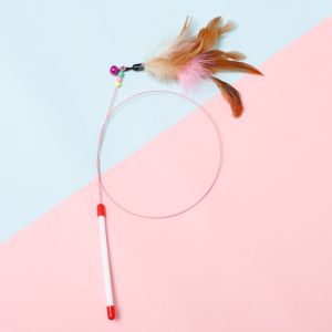 Cat Teaser Toy Pet Cat Puppy Teaser Bell Feather Stick Rod Funny Interactive Toy