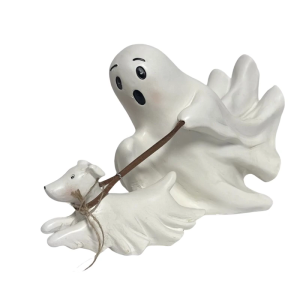 2025 Halloween Specter Doggy Statue Decoration Funny Cute Resin Cowboy Specter Horror Specter Desktop Ornaments Suitable for Home Party Bookshelf Outdoor Garden Gift Decoration