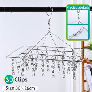 50 Clips Drying Rack Stainless Steel Socks Underwear Multiple Clips Hanger Laundry Washing Towel Air Dryer Racks Pegs 40pcs 30pcs Hanging Rack
