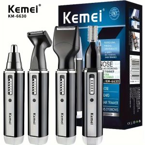 Kemei 4-in-1 Professional Grooming Kit USB Rechargeable Nose & Ear Hair Trimmer Beard and Eyebrow Razor MenS Personal Care Tools with Nickel Battery ≤36V Operating Voltage