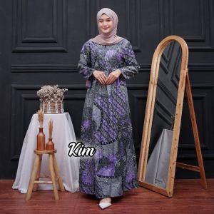 Gamis batik dewasa terlaris baju batik wanita gamis muslim syari baju kondangan modern pekalongan