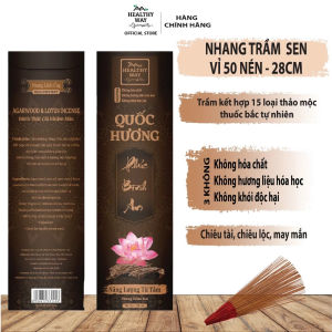 Nhang Trầm Sen Quốc Hương - Vỉ 50 Cây 28cm Nhang thơm tự nhiên giúp thư giãn Chiêu Tài Chiêu Lộc