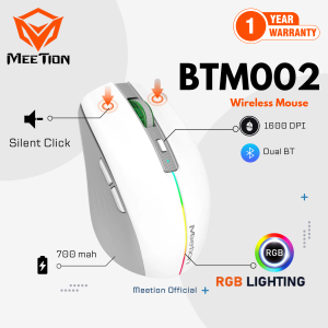 Meetion BTM002 Dual Mode Wireless Mouse – Rechargeable RGB Backlit Silent Click 1600 DPI