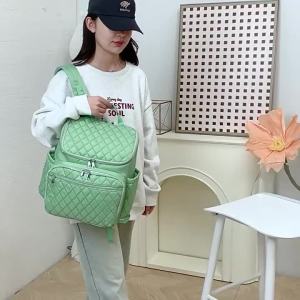 New stylish high-end mommy bag fashionable quilted Oxford fabric versatile for moms on the go large-capacity mother and baby backpack