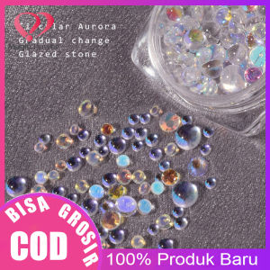 1 Set Ornamen Berlian Imitasi Bentuk Bulat Untuk Dekorasi Nail Art 3D Flexible DIY