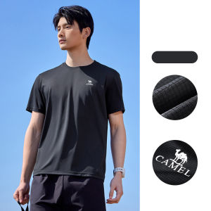 Camel sports quick-drying T-shirt mens spring and summer couple models breathable soft elastic comfortable solid color fitness casual shirt