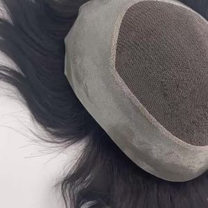 Full PU natural breathable lace Density 110% 100% Human Hair Man Toupee Natural Looking Straight Wig Remy Human Natural Hair Men Toupee Invisible Knots