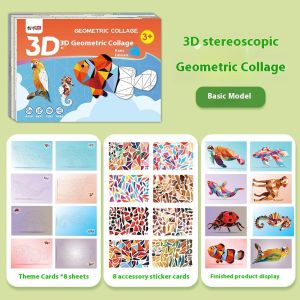 JOYNCLEON Bộ thủ công tự làm cắt dán hình học 3D cho trẻ em tăng cường sự sáng tạo và tập trung