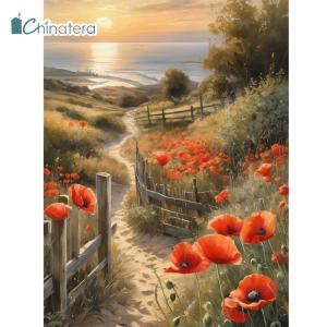 Chinatera 5D Diamond Painting Full Set with Beads Flower Kit Full Drill DIY Rhinestone Beads Art Craft Kit Embroidery Mosaic Cross Stitch Wall Decor 30x40cm