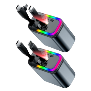 180W Car Horse Multi-Port Fast Charging Adapter with Light Black 4 USB Ports Emblematic Conclusion Cable 240W Output