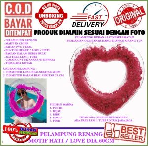 PELAMPUNG RENANG RING UNIK KOLAM RENANG SWIMMING POOL BENTUK HATI / HEART / LOVE DIAMETER 60CM BAGIAN DALAM ADA BULU